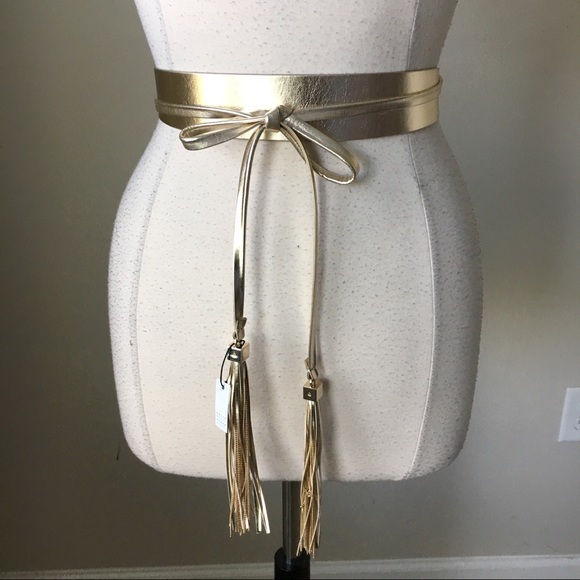 White House Black Market Accessories - Chain tassel goldtone wrap obi belt M/L